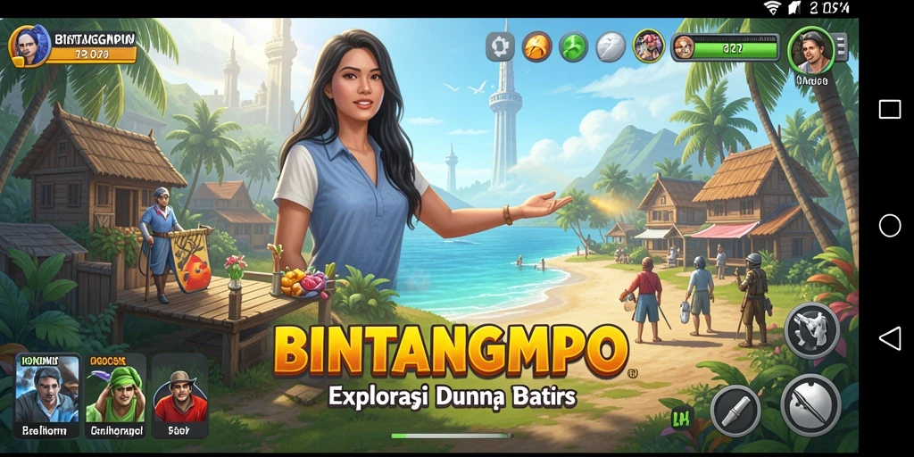 Screenshot gameplay BINTANGMPO yang menunjukkan eksplorasi dunia terbuka.