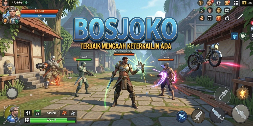 Tangkapan layar gameplay BOSJOKO yang menampilkan pertarungan strategi yang mendebarkan.