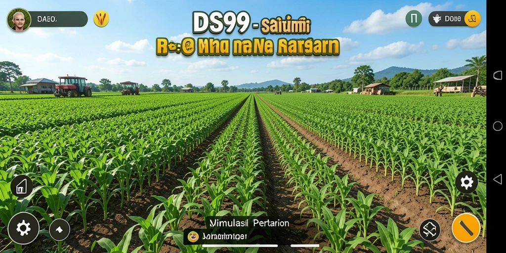 Screenshot utama DS99 menunjukkan gameplay bertani yang seru dan interaktif.