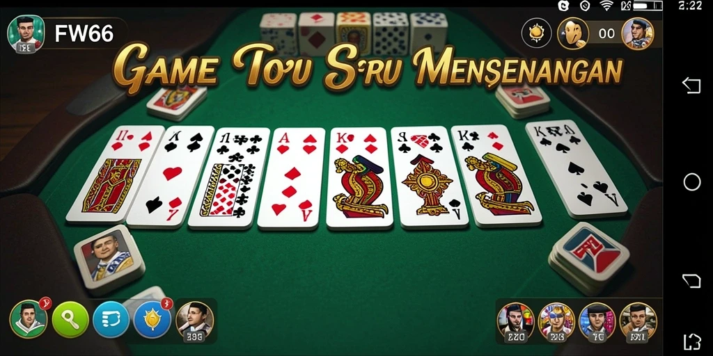 Tampilan gameplay utama FW66 yang menampilkan permainan Domino yang seru.