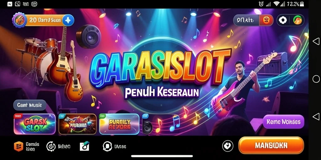 Screenshot gameplay <strong>GARASISLOT</strong> menampilkan interaksi penuh musik yang seru.