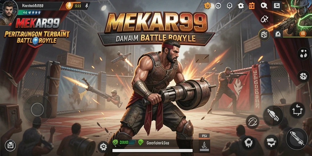Screenshot gameplay MEKAR99, menunjukkan aksi seru dalam Battle Royale.