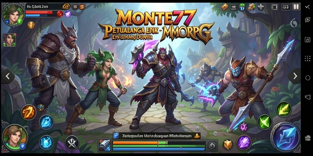 Tampilan gameplay MONTE77 dengan aksi seru di dunia MMORPG.