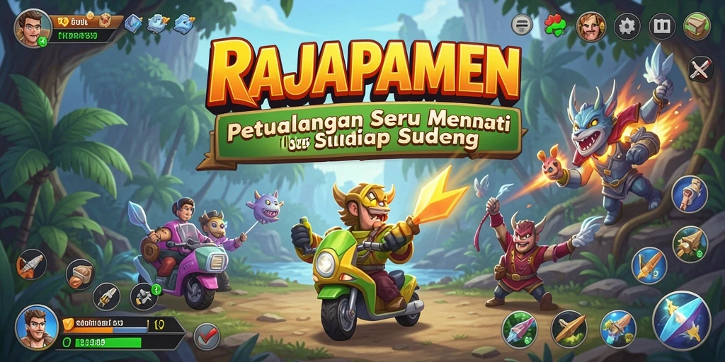 Tangkapan layar epic gameplay RAJAPAMEN yang penuh aksi dan penjelajahan.