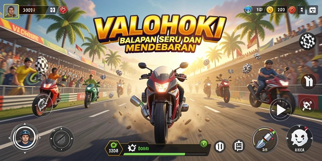 Tampilan gameplay VALOHOKI yang seru saat balapan di lintasan.